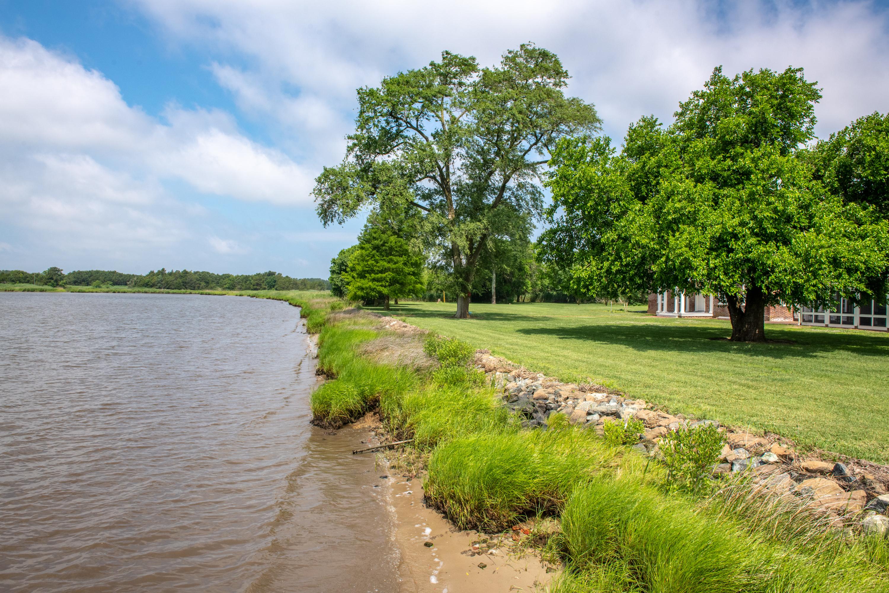 Picture of Maryland landscape (water, trees, grass).