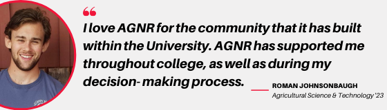 Roman Johnsonbaugh, AGST student, reflects on AGNR.