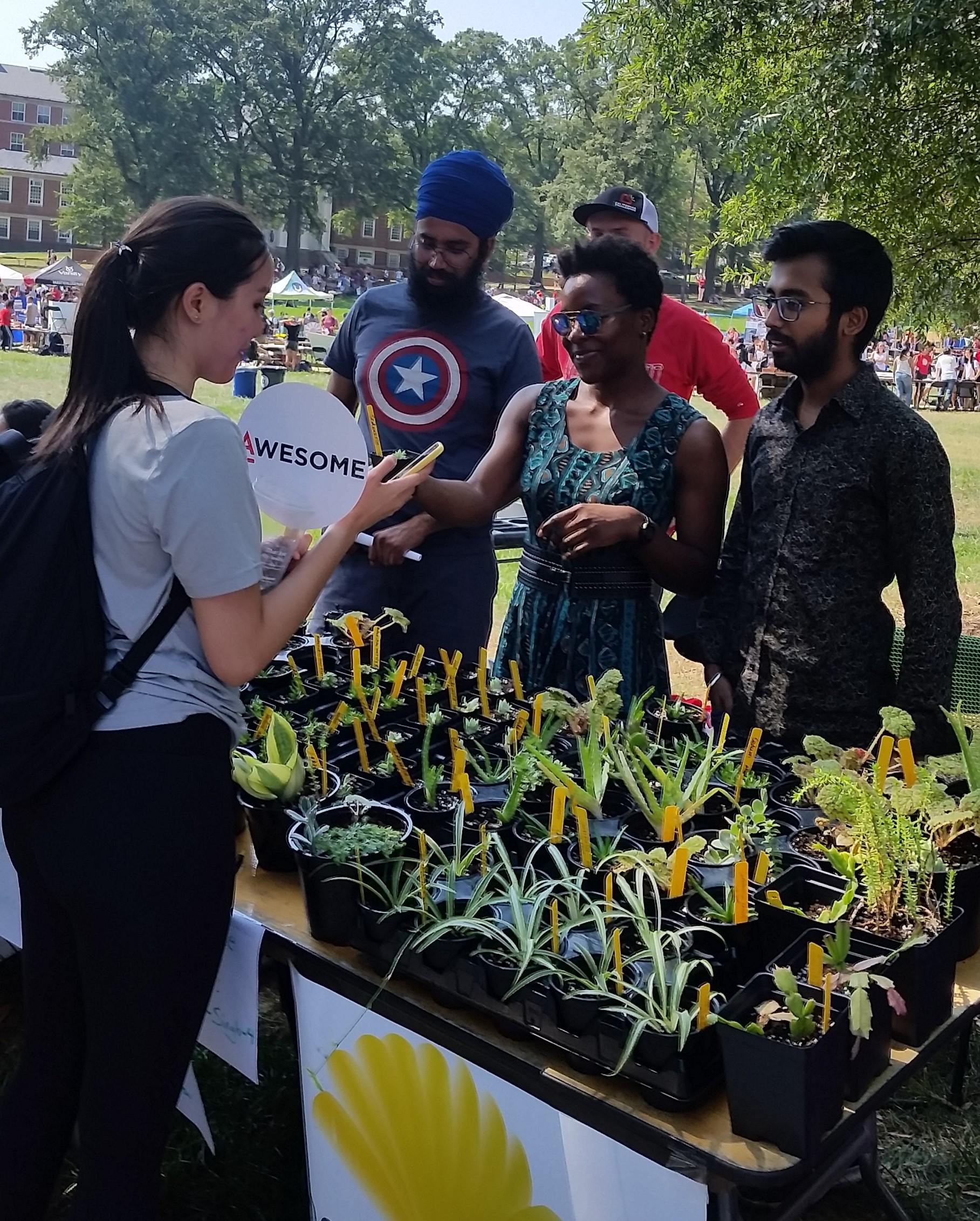 Plant sale organized by students.